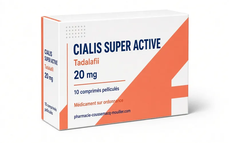 Boîte et capsules molles de Cialis Super Active 20 mg Pharmacie Coussemacq Mouiller