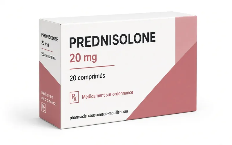 Boîte et comprimés sécables de Prednisolone 40 mg Pharmacie Coussemacq Mouiller