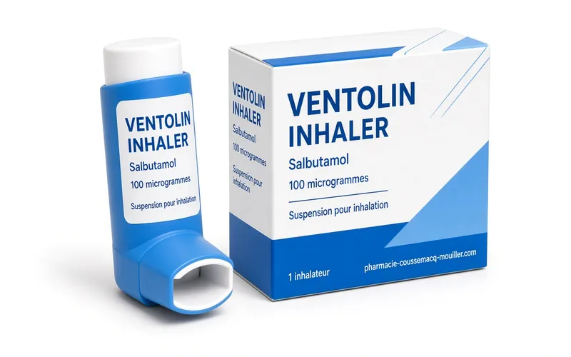 Inhalateur Ventoline 100 mcg salbutamol flacon pressurisé Pharmacie Coussemacq Mouiller