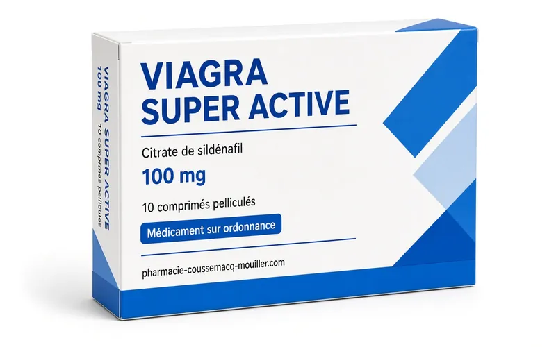 Boîte de Viagra Super Active 100 mg capsules molles Pharmacie Coussemacq Mouiller